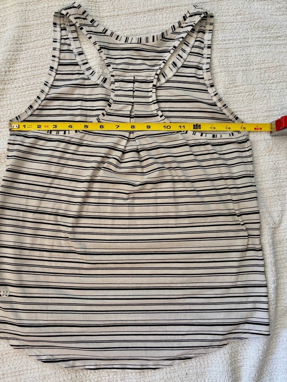 Lululemon Love Racerback Tank *Pleated Cut Back Stripe White Black - Picture 8 of 9